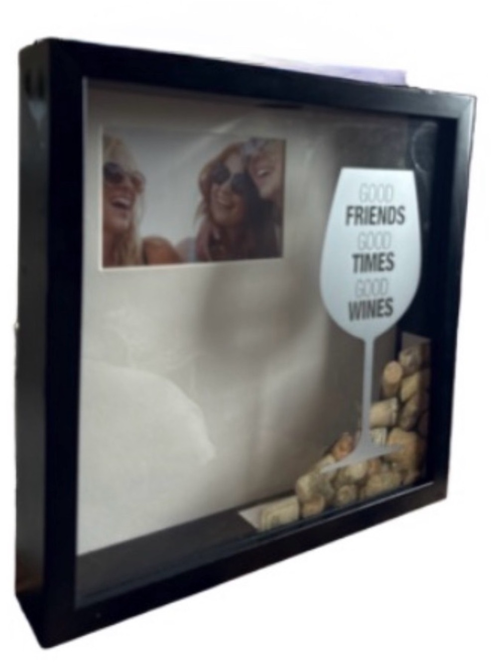 Black Wine Cork Shadow Box Frame with Photo Slot